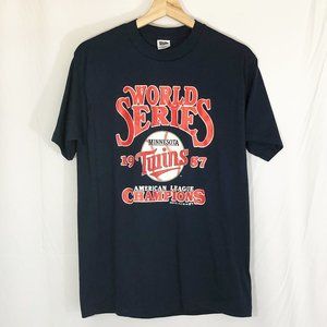 Vintage 1987 MN Twins World Series Navy T-Shirt